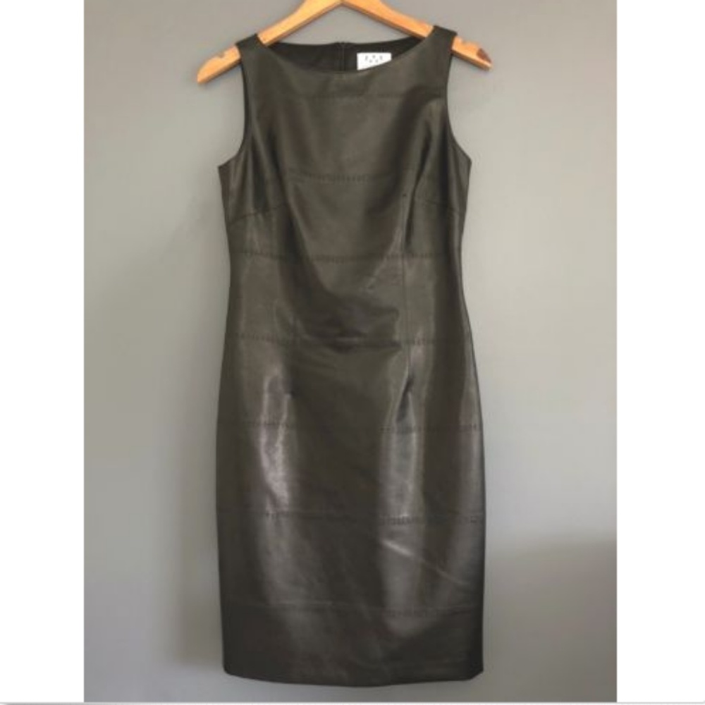 David Meister Black sheath Faux Leather dress